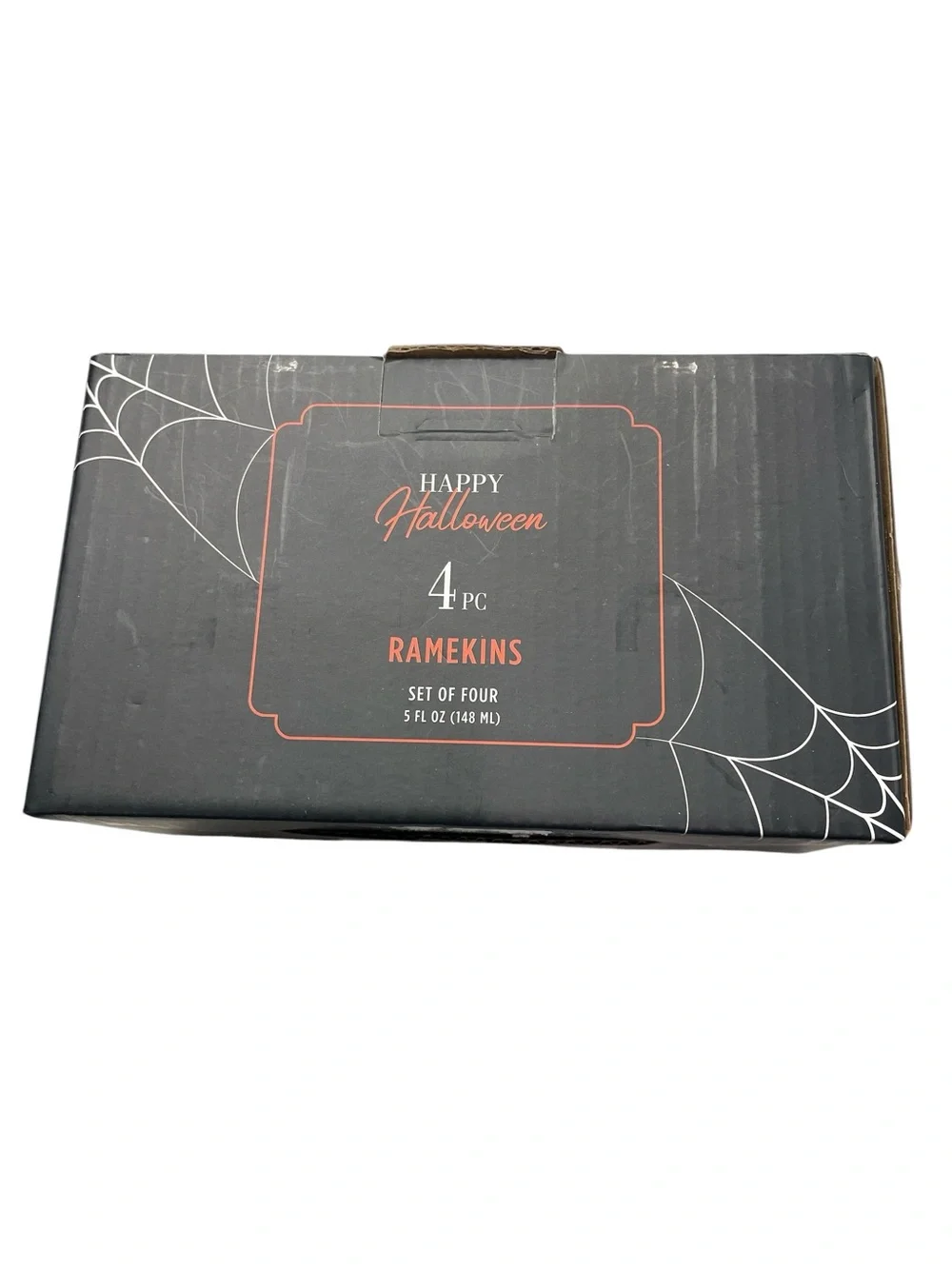 Happy Halloween Black Jack O Lantern Ramekins 5oz Set of 4 NWT